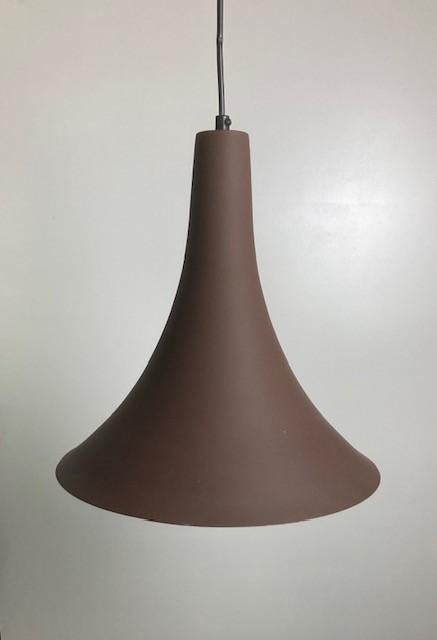 Nette vintage bruine hanglamp, gespoten aluminium, Kunststof, Ophalen of Verzenden, Zo goed als nieuw, Minder dan 50 cm