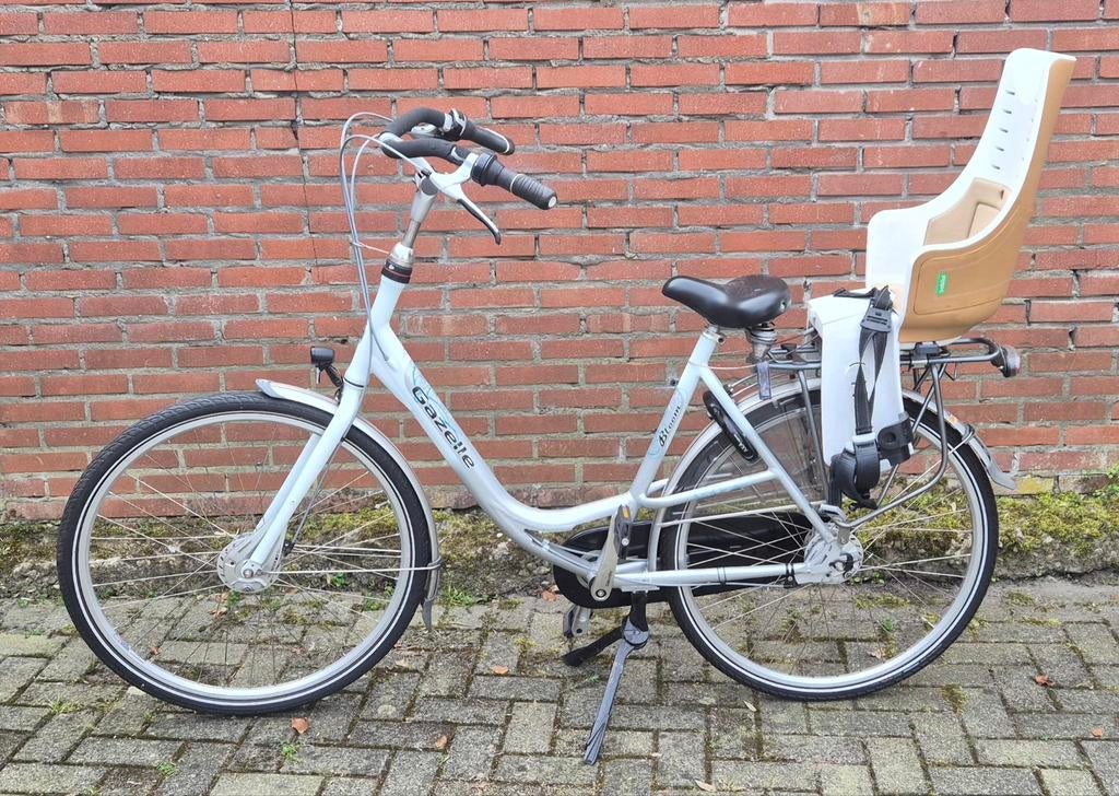 Gazelle Bloom moederfiets met Bobike zitje, Ophalen, Dubbele standaard, Gazelle, 1 zitje