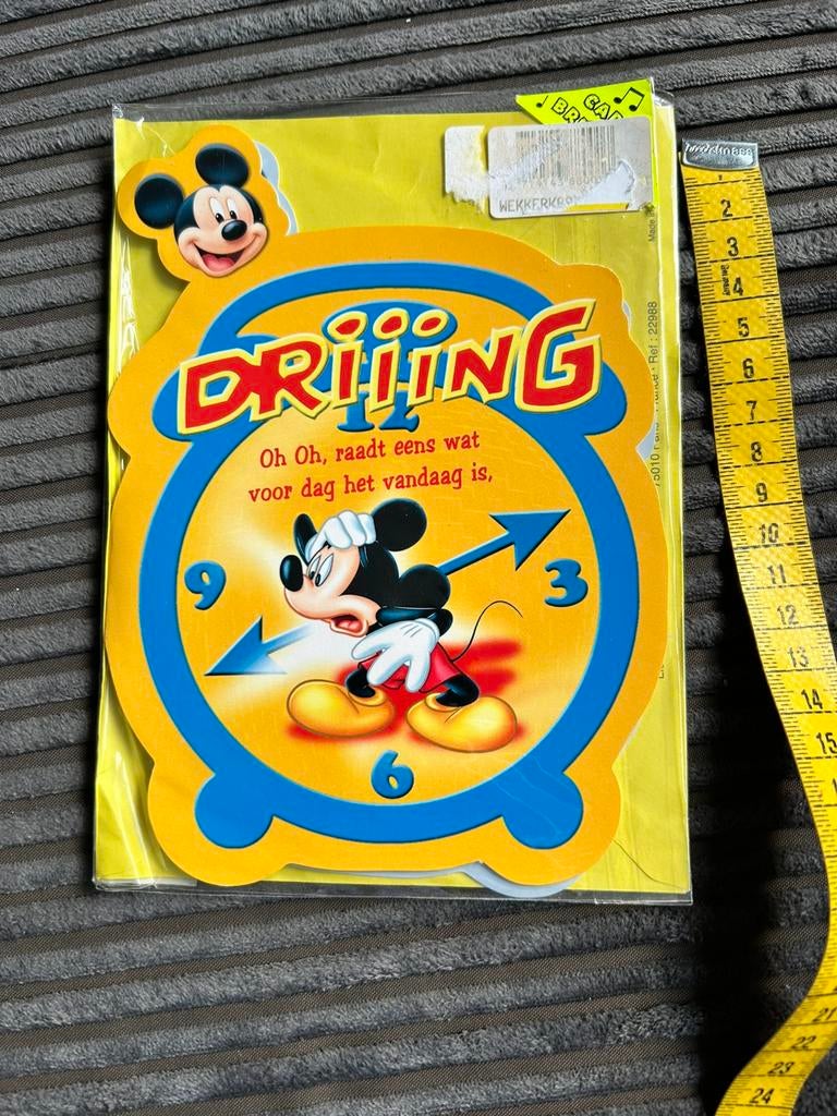 Wenskaart Mickey Mouse wekker met geluid, Ophalen of Verzenden, Winnie de Poeh of vrienden, Zo goed als nieuw
