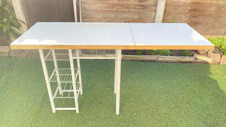 Uitklapbare hoge keukentafel, Huis en Inrichting, Tafels | Eettafels, Gebruikt, 50 tot 100 cm, 100 tot 150 cm, tot twee personen