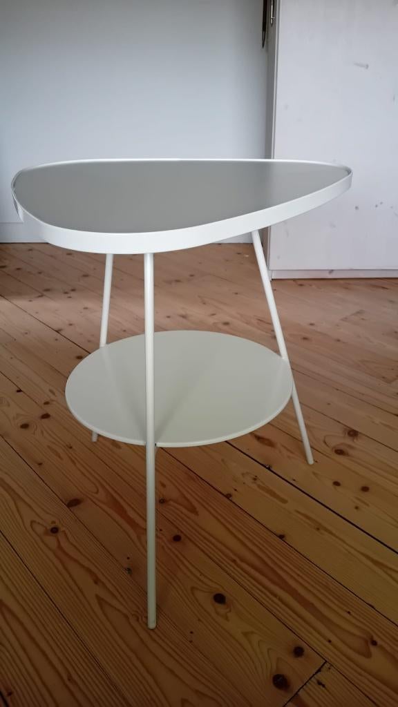 Wit IKEA bijzettafeltje, Minder dan 55 cm, Gebruikt, Metaal of Aluminium, Ophalen