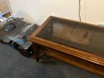 Vintage Salontafel met Glasplaat en Rotan Onderblad, Huis en Inrichting, Tafels | Salontafels, Ophalen, Gebruikt, 100 tot 150 cm
