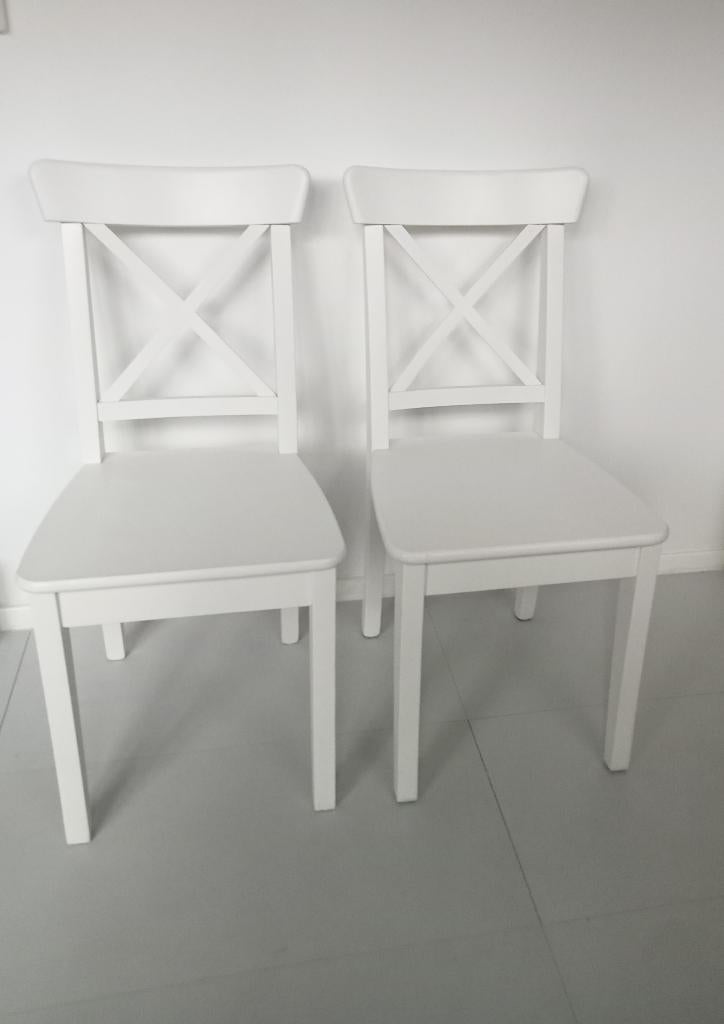 2 X IKEA STOEL EETKAMERSTOEL WIT INGOLF, Huis en Inrichting, Stoelen, Ophalen, Gebruikt, Twee, Wit