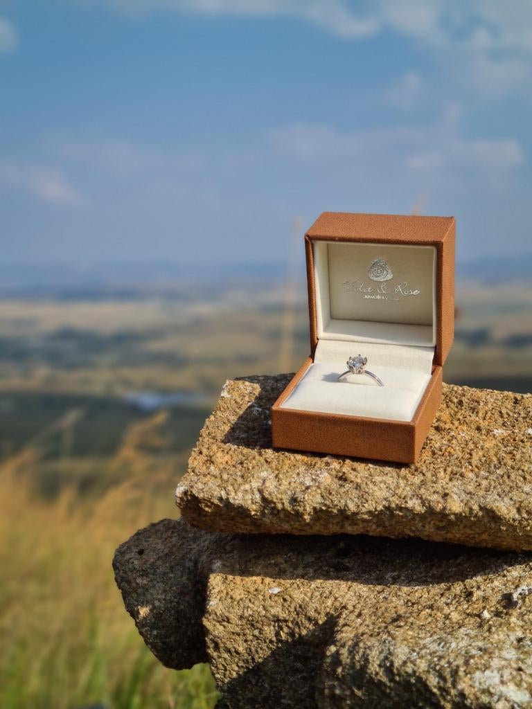 Moissanite ring 18kt witgoud, Ophalen, Wit, Nieuw, 17 tot 18