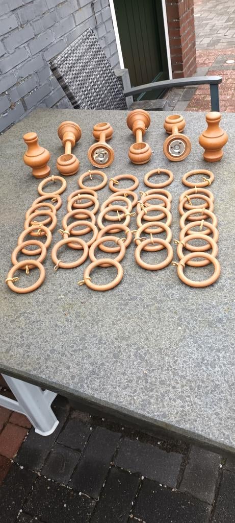 Houten gordijnroede onderdelen en ringen, Ophalen of Verzenden, Minder dan 100 cm