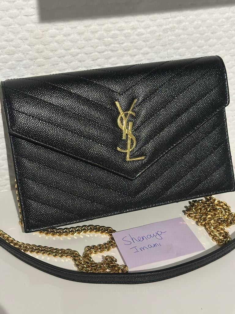 YSL Saint Laurent tas envelope, Sieraden, Tassen en Uiterlijk, Tassen | Damestassen, Ophalen of Verzenden, Gebruikt, Zwart, Schoudertasje