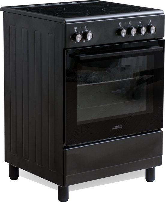 Everglades keramisch fornuis EVCK6110 - Mat Zwart, 60 cm of meer, Keramisch, Nieuw, Everglades Nederland