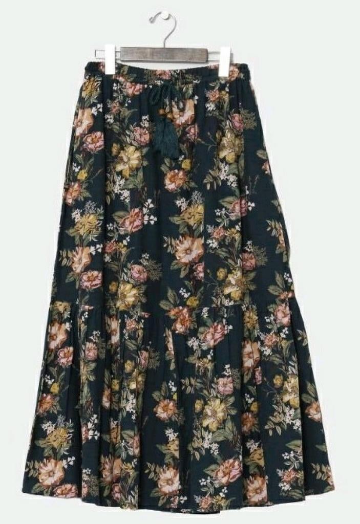 Boho rok Groen met bloemen, Kleding | Dames, Rokken, Amina, Ophalen of Verzenden, Zo goed als nieuw, Onder de knie