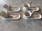 4x Espresso kopjes met schotels en lepeltjes, Onbekend, Ophalen of Verzenden, Zo goed als nieuw, Onbekend