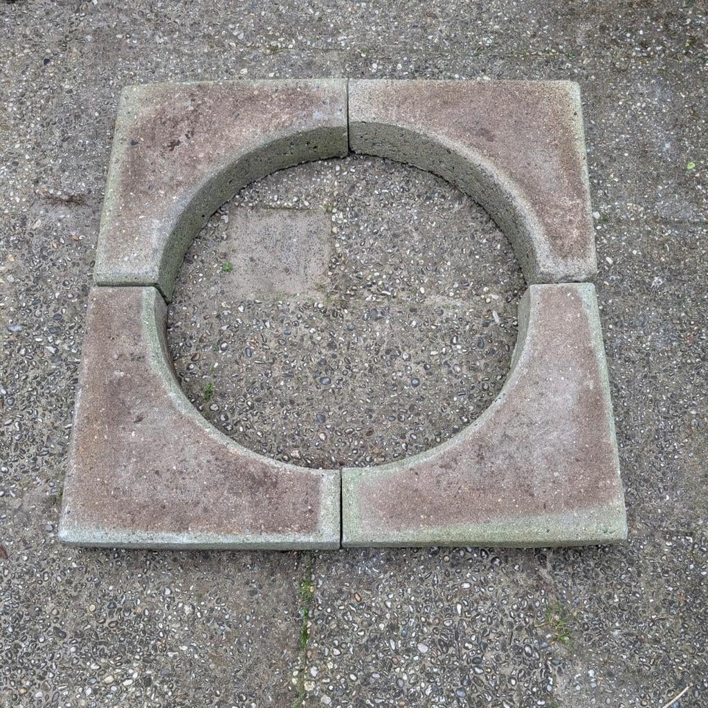 Zware betonblokken 45x45cm met cirkel (8 stuks), Tuin en Terras, Tegels en Klinkers, Ophalen, Gebruikt, Overige typen, Minder dan 5 m²