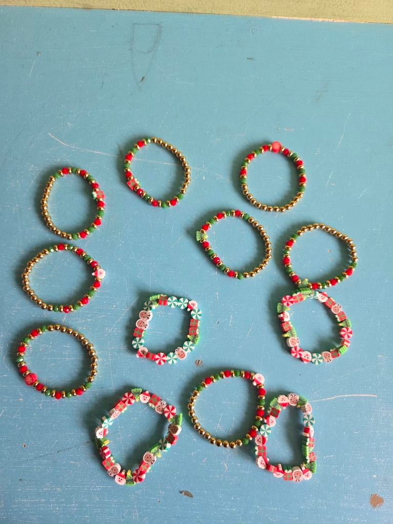 Kerstarmbandjes - Feestelijke set van 10, Kinderen en Baby's, Kindermode-accessoires, Ophalen of Verzenden, Nieuw