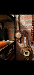 Vintage Houten Weerstations met Barometer en Thermometer, Audio, Tv en Foto, Weerstations en Barometers, Ophalen of Verzenden