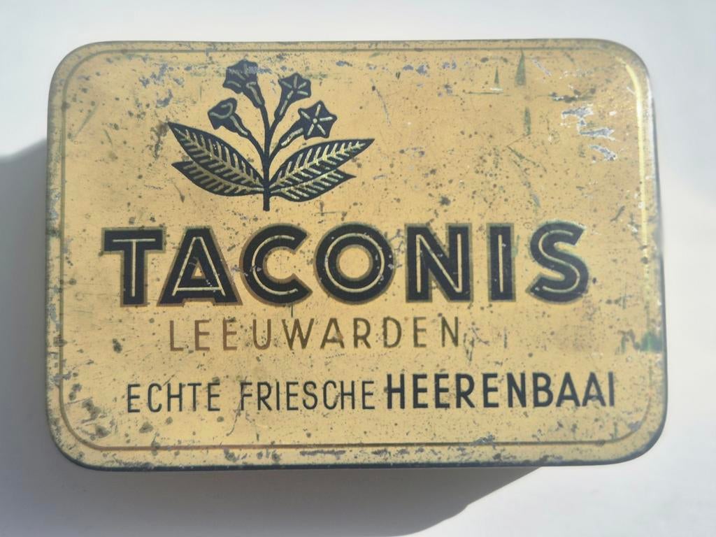 Taconis Leeuwarden Echte Friesche Heerenbaai tabak blik, Verzamelen, Ophalen of Verzenden, Gebruikt, Overige