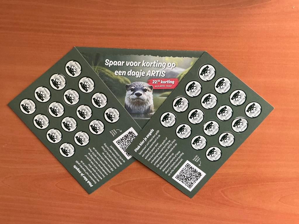 2 Dekamarkt Spaarkaarten Artis, Twee personen, Kortingskaart