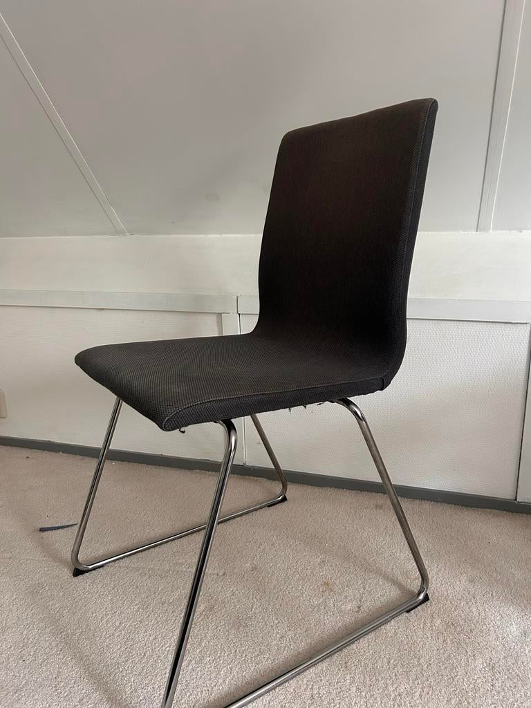 IKEA LILLÅNÄS Eetkamerstoel - Donkergrijs met chroom, Ophalen, Gebruikt, Eén