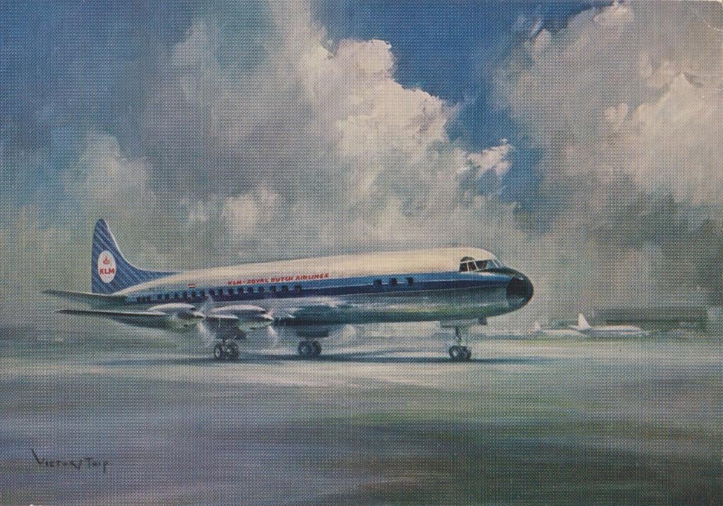 Nederland A'dam Schiphol KLM Lockheed Prop-Jet Electra, Verzamelen, Ansichtkaarten | Themakaarten, Verzenden, 1960 tot 1980, Ongelopen