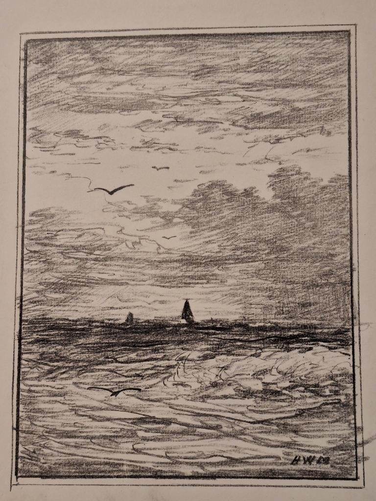 Lithografie Zeegezicht van Hendrik Mesdag, Ophalen of Verzenden