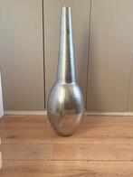 Grote zilverkleurige metalen vaas - Modern design, Ophalen, Overige materialen, Overige kleuren, Zo goed als nieuw