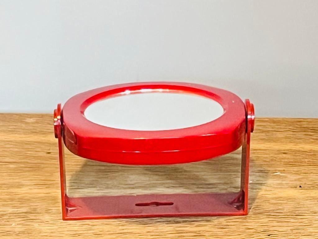 Vintage Space Age Tafelspiegel Rood, Huis en Inrichting, Woonaccessoires | Spiegels, Minder dan 50 cm, Gebruikt, Ophalen of Verzenden