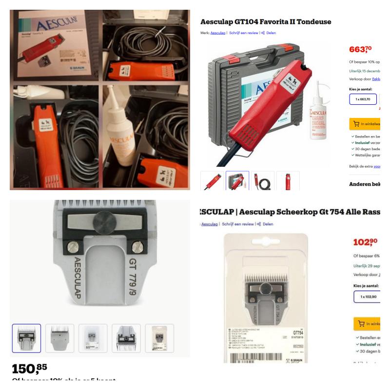 NWST AESCULAP FAV 2 INCL 3 EN 9 MM  zware vervilte vachten, Dieren en Toebehoren, Ophalen, Zo goed als nieuw