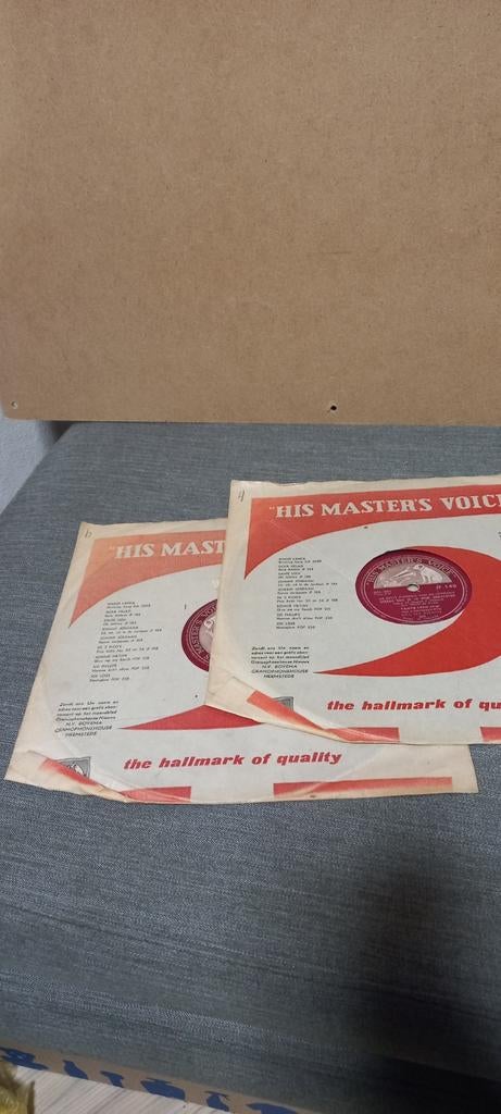Twee His Master's Voice 78 toeren platen en een hoes, Cd's en Dvd's, Vinyl | Overige Vinyl, Ophalen of Verzenden, Gebruikt, Overige formaten