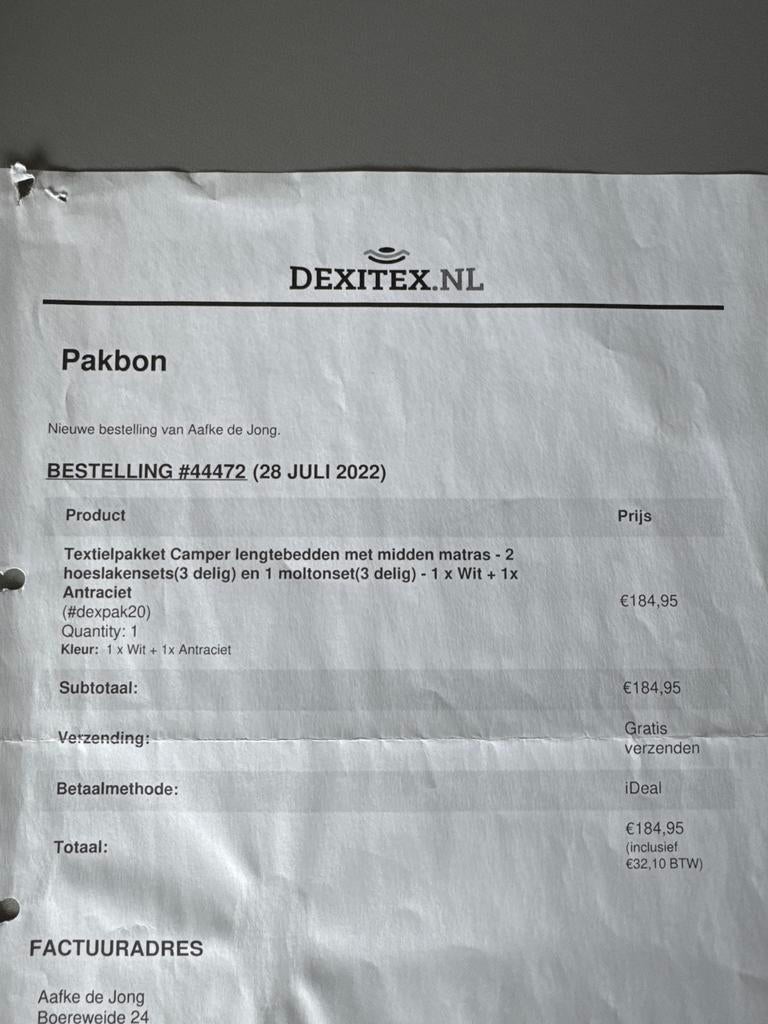 Textielpakket Camper lengtebedden midden matras, Ophalen of Verzenden, Gebruikt