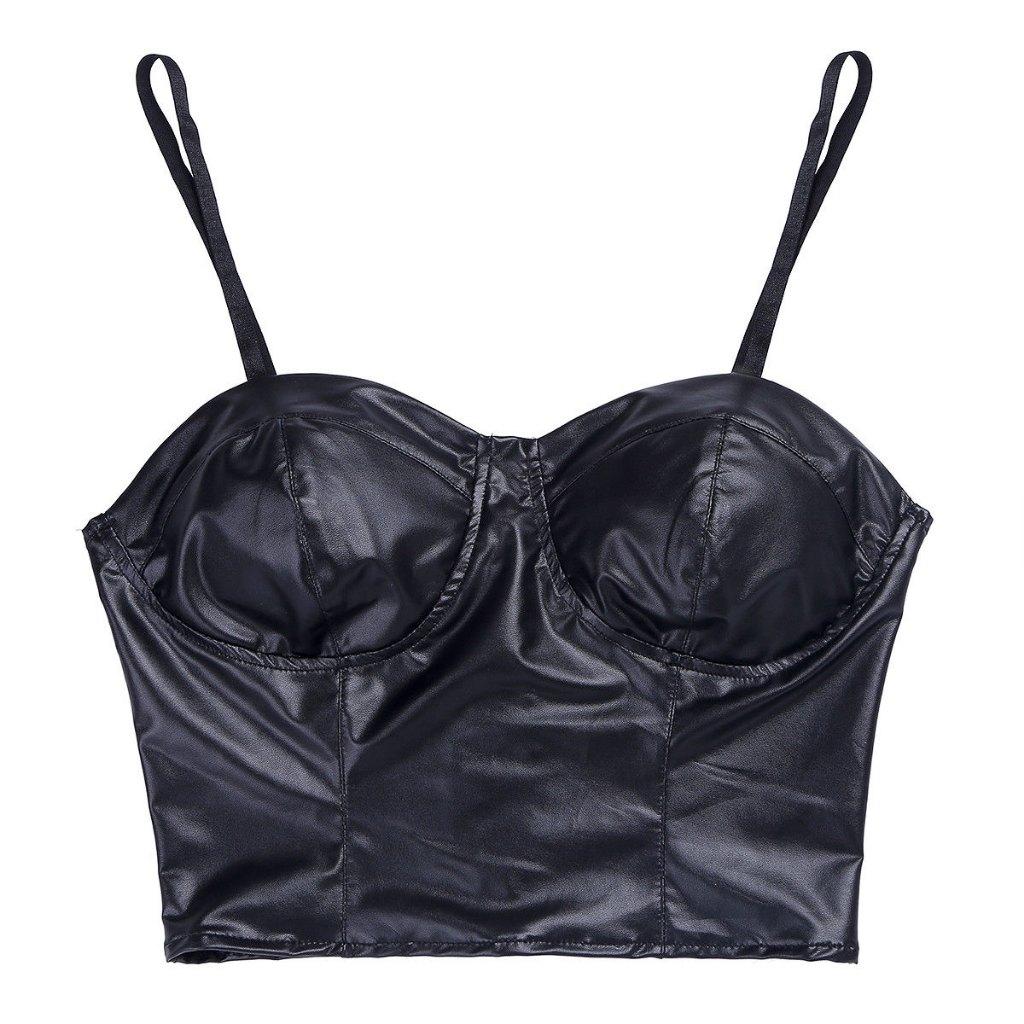 Zwarte leren dames top spaghetti bandjes tank topje tanktop, Kleding | Dames, Tops, Maat 38/40 (M), Verzenden, Zwart, Nieuw