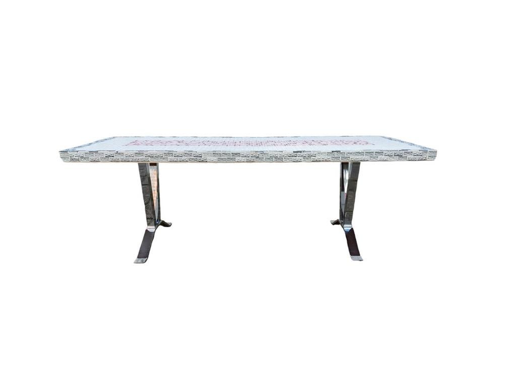 Vintage mozaïek salontafel, Ophalen, Overige materialen, Gebruikt, 50 tot 75 cm