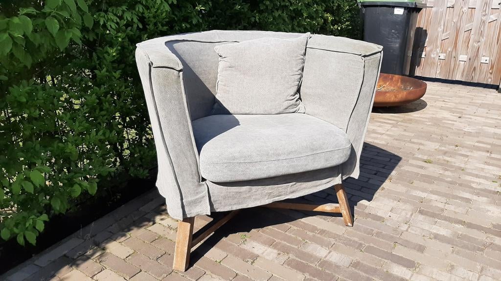 Stoel Fauteuil Dirkje Grijs Taupe, Ophalen, Modern, Comfortabel, Gebruikt, 75 tot 100 cm