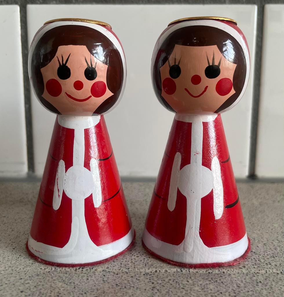 2 superleuke houten kandelaars kerst, Ophalen of Verzenden, Zo goed als nieuw