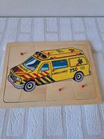 Houten puzzel ambulance knopjes dopjes puzzel 9 stukjes, Ophalen of Verzenden, Gebruikt, Overige typen