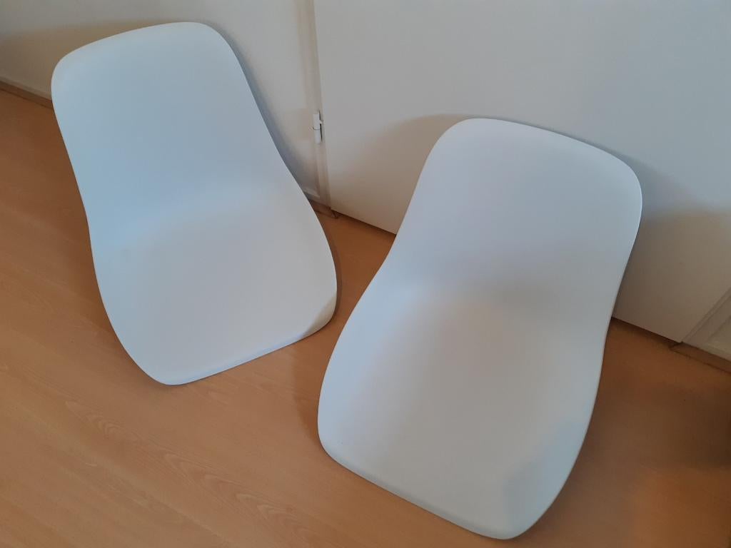 Mooie setje stoelzittingen, Huis en Inrichting, Ophalen, Kunststof, Twee, Wit