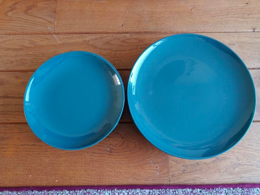Borden Ikea 6 diner borden 7 ontbijtborden turquoise, Ophalen, Overige stijlen, Bord(en)