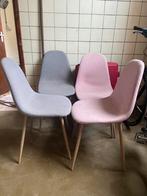 Eetkamer stoelen roze en grijs, Ophalen, Gebruikt, Vijf, Zes of meer stoelen