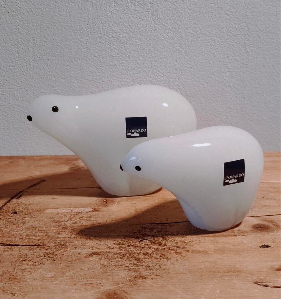 :
Leonardo design ijsberen – glazen sculpturen – set van 2, Ophalen of Verzenden