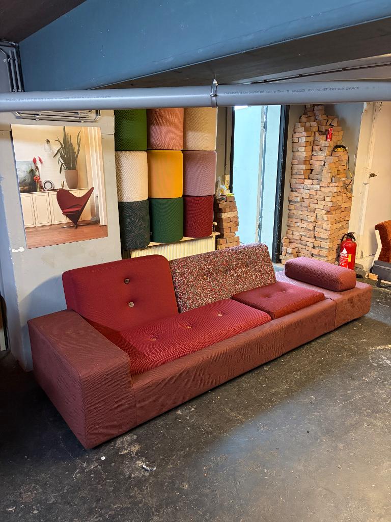 Vitra Polder sofa XL mix rood, 250 tot 300 cm, -, Driepersoons, 75 tot 100 cm