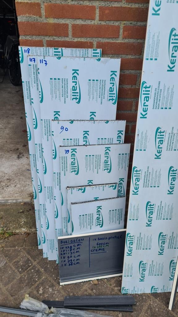 Keraliet dakrand creme wit 35cm restant, Doe-het-zelf en Verbouw, Platen en Panelen, Ophalen, Nieuw