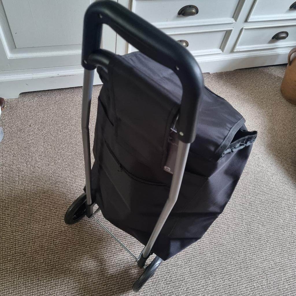 Nieuwe zwarte boodschappentrolley, Ophalen of Verzenden, Nieuw, Kunststof, Met handgreep