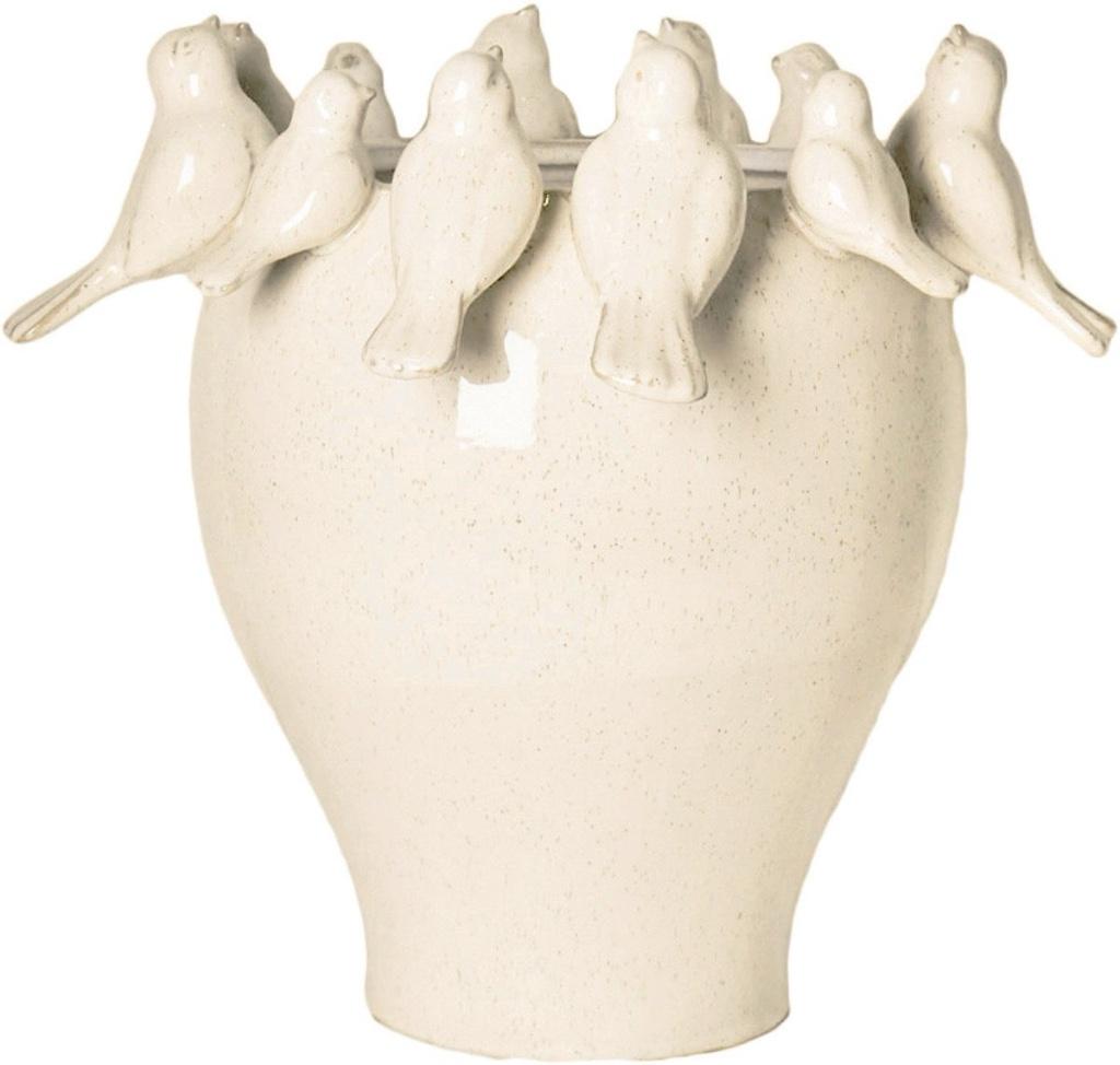 Vaas vogels keramiek 37,2x37,2x33cm, Huis en Inrichting, Overige materialen, Overige kleuren, Nieuw, Ophalen of Verzenden