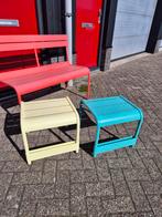 Nieuwe fermob Luxembourg voetenbank/tafel 42x43 cm lagoon, Tuin en Terras, Ophalen, Nieuw, Rechthoekig, Aluminium