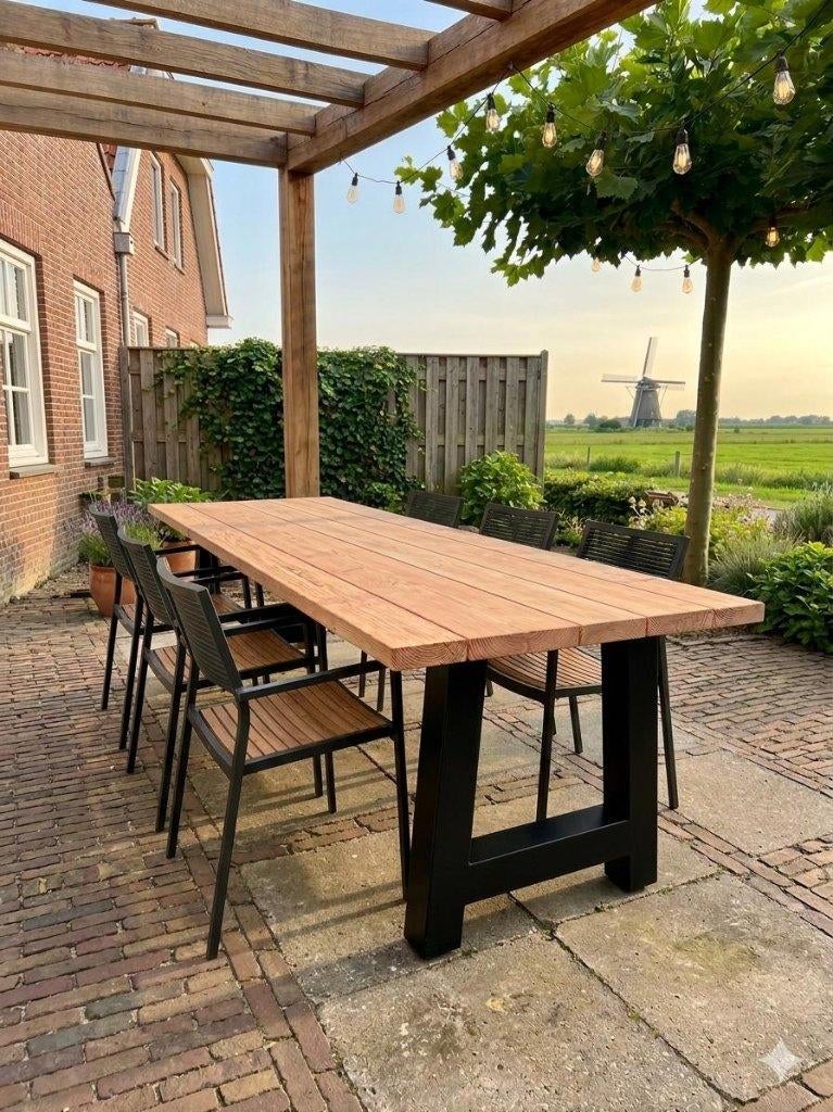 Goedkope Douglas tuintafels - Stalen onderstel, Ophalen, Nieuw, Rechthoekig, Hout