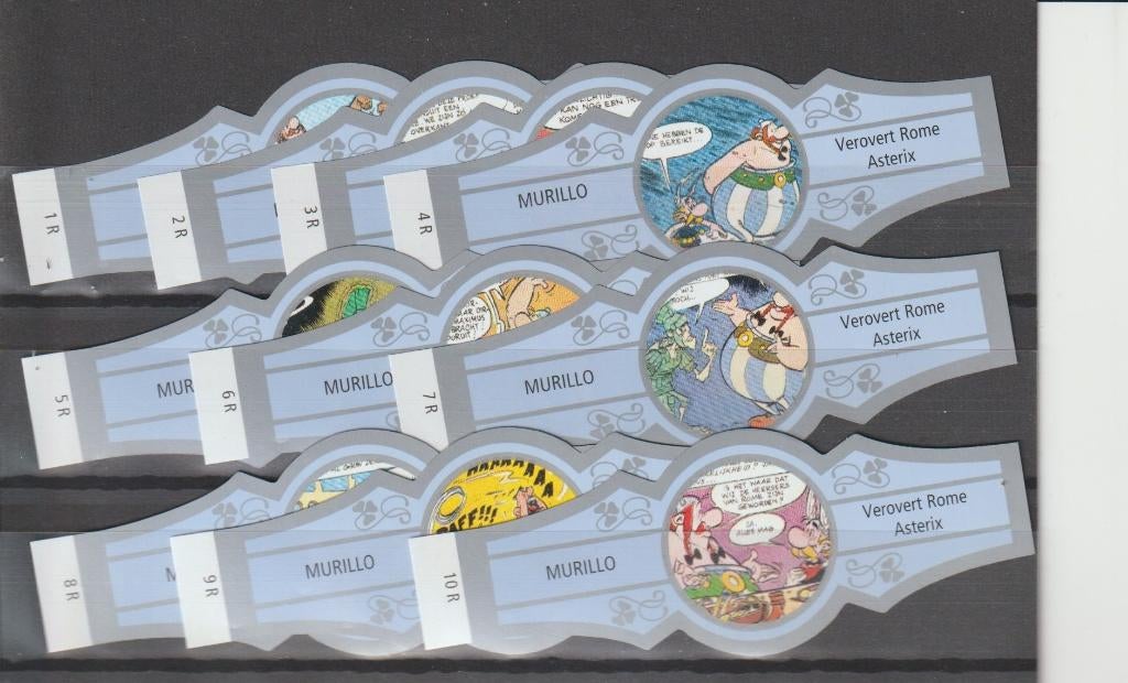 reeks  1297   asterix   1-10 sigarenbanden, Ophalen of Verzenden, Zo goed als nieuw, Sigarenbandjes
