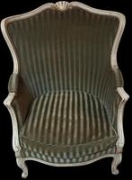 Louis XV Bergere zetel. groene bekleding, Antiek en Kunst, Antiek | Meubels | Stoelen en Banken, Ophalen