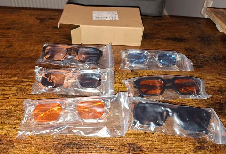 6 stuks retro vierkante unisex brillen, Sieraden, Tassen en Uiterlijk, Zonnebrillen en Brillen | Dames, Nieuw, Zonnebril, Ophalen of Verzenden