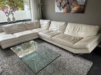 Lederen creme hoekbank, Ophalen, Gebruikt, Leer