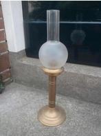 Tafelkandelaar kandelaar kaarslamp koper glas tafellamp, Antiek en Kunst, Antiek | Kandelaars, Ophalen of Verzenden, Koper of Brons