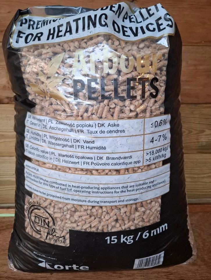 Pelletkorrels / Arbour houtpellets Din plus, Tuin en Terras, Haardhout, Overige houtsoorten, Minder dan 3 m³, Ophalen