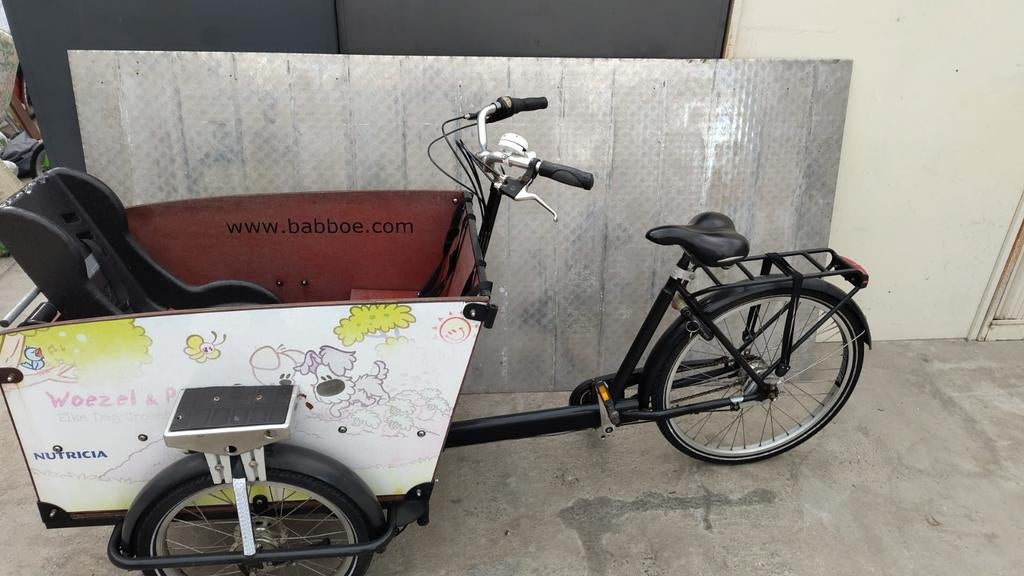 Bamboe bakfiets 7 versnellingen, Fietsen en Brommers, Gebruikt, 3 kinderen, Trommelrem, Ophalen