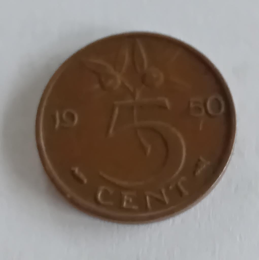 5 cent 1950, Postzegels en Munten, Munten | Nederland, Verzenden, Koningin Juliana, 5 cent, Losse munt