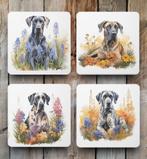 Duitse Dog Aquarel onderzetters met houder, Ophalen of Verzenden, Nieuw, Glas of Kopje
